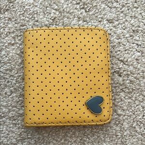 FOSSIL Yellow Perforated Wallet with Heart Accent